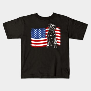 Proud Labrador Lab American Flag patriotic dog Kids T-Shirt